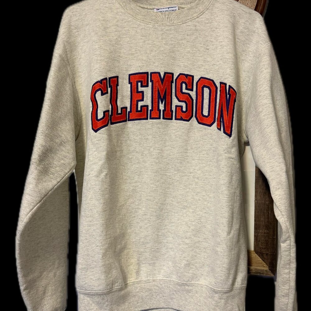 Clemson Champion Powerblend Crew Sweatshirt Oatmeal - Medium